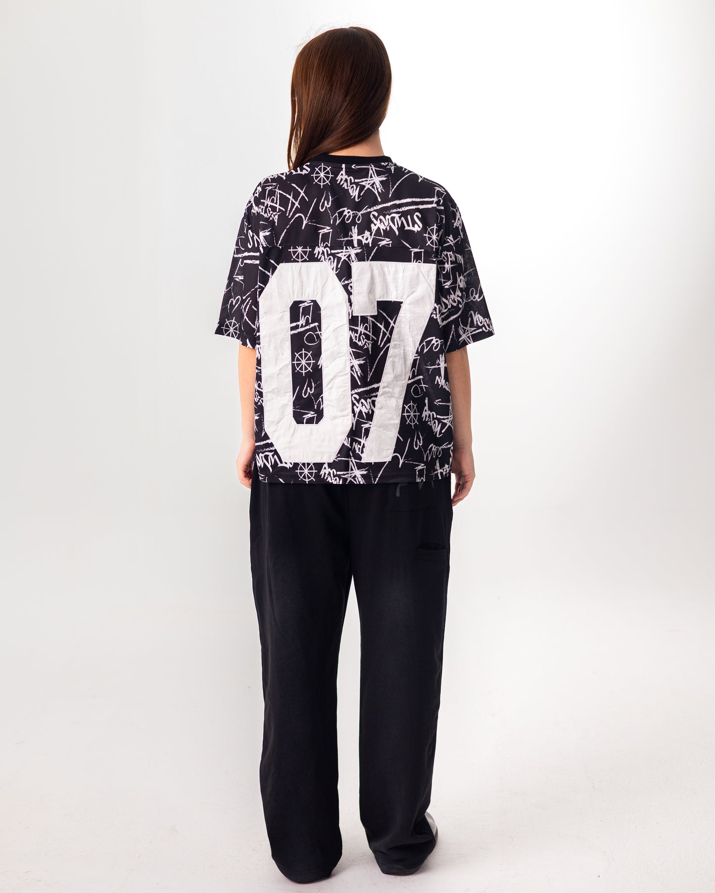 BLACK GRAFITTI JERSEY BOXY TEE
