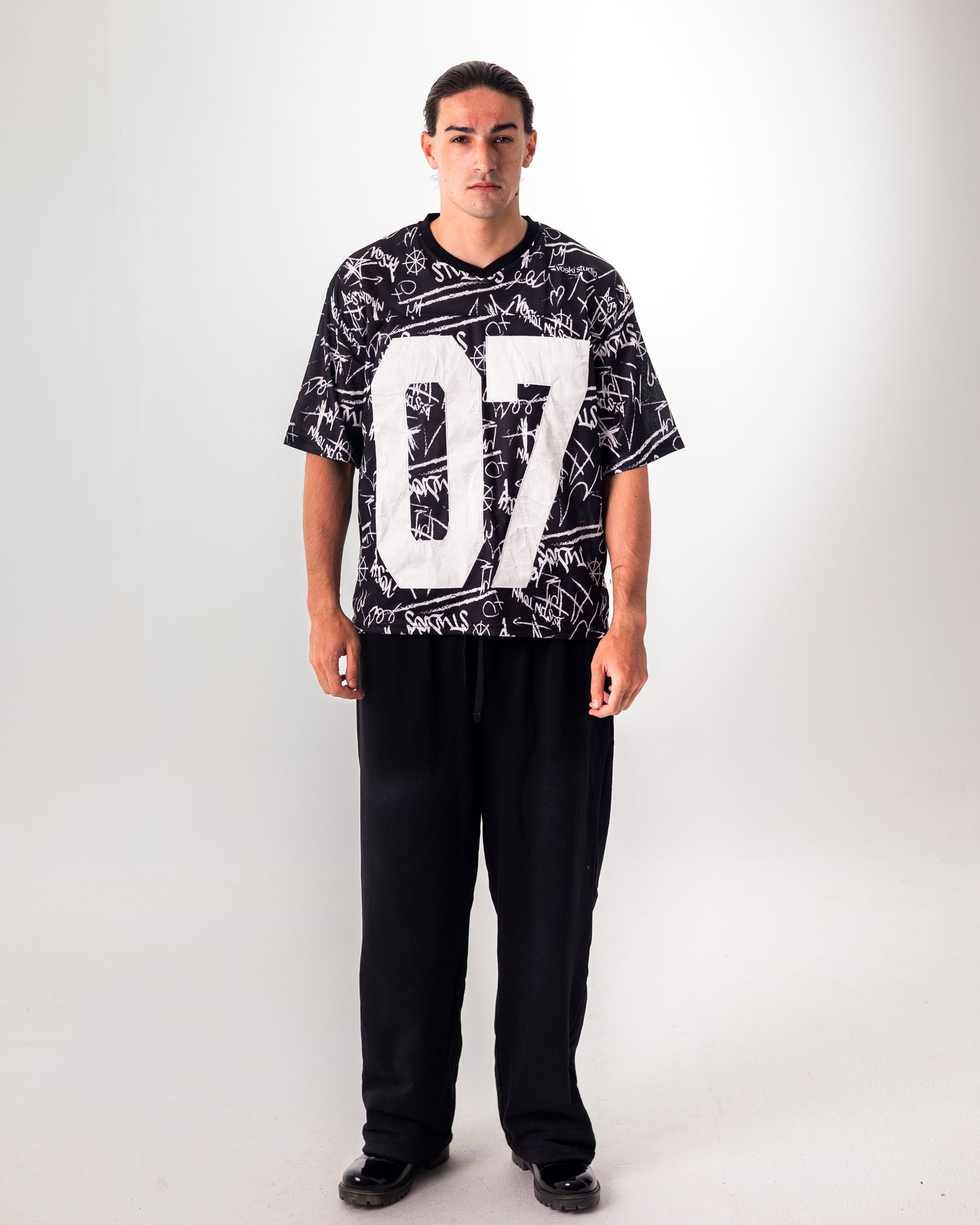 BLACK GRAFITTI JERSEY BOXY TEE