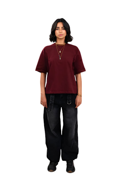 Oversized T-Shirt In Deep Burgundy