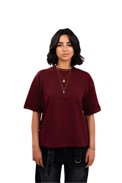 Oversized T-Shirt In Deep Burgundy