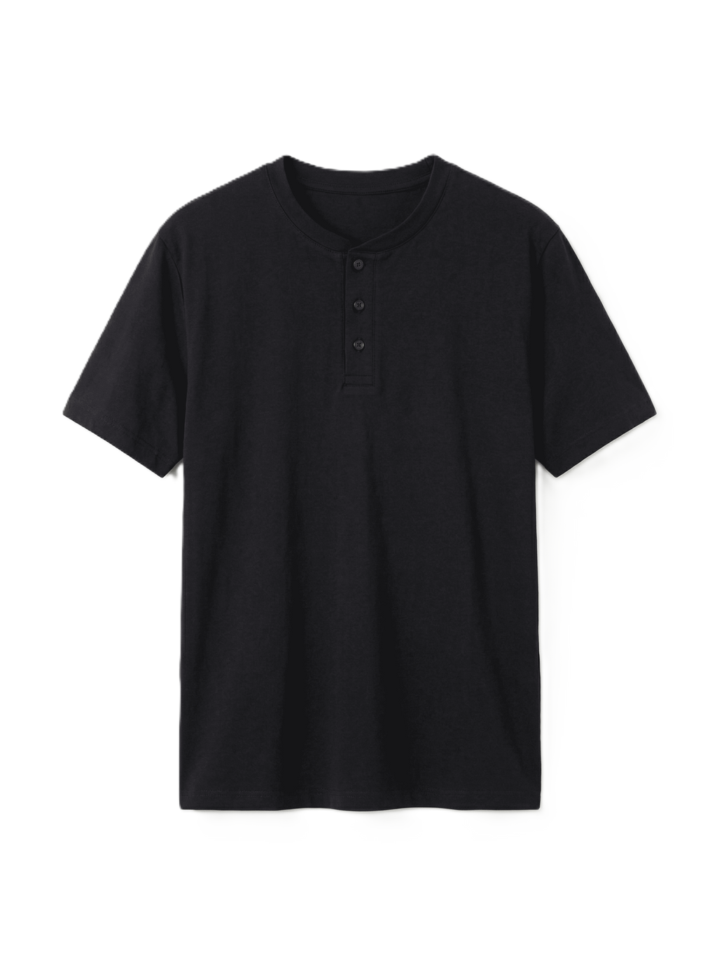 Ribbed Henley T-Shirt Black