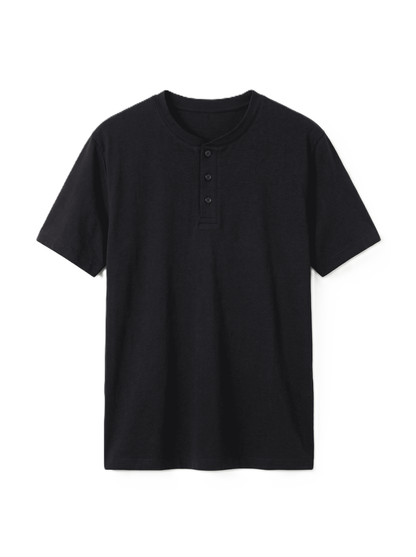 Ribbed Henley T-Shirt Black