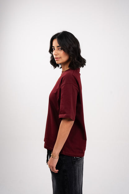 Oversized T-Shirt In Deep Burgundy