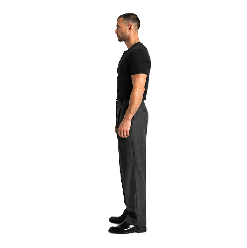 Ribbed Henley T-Shirt Black