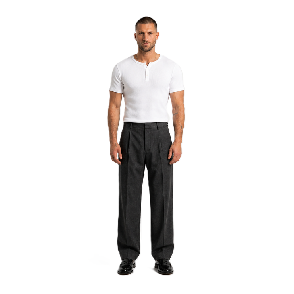 Ribbed Henley T-Shirt White