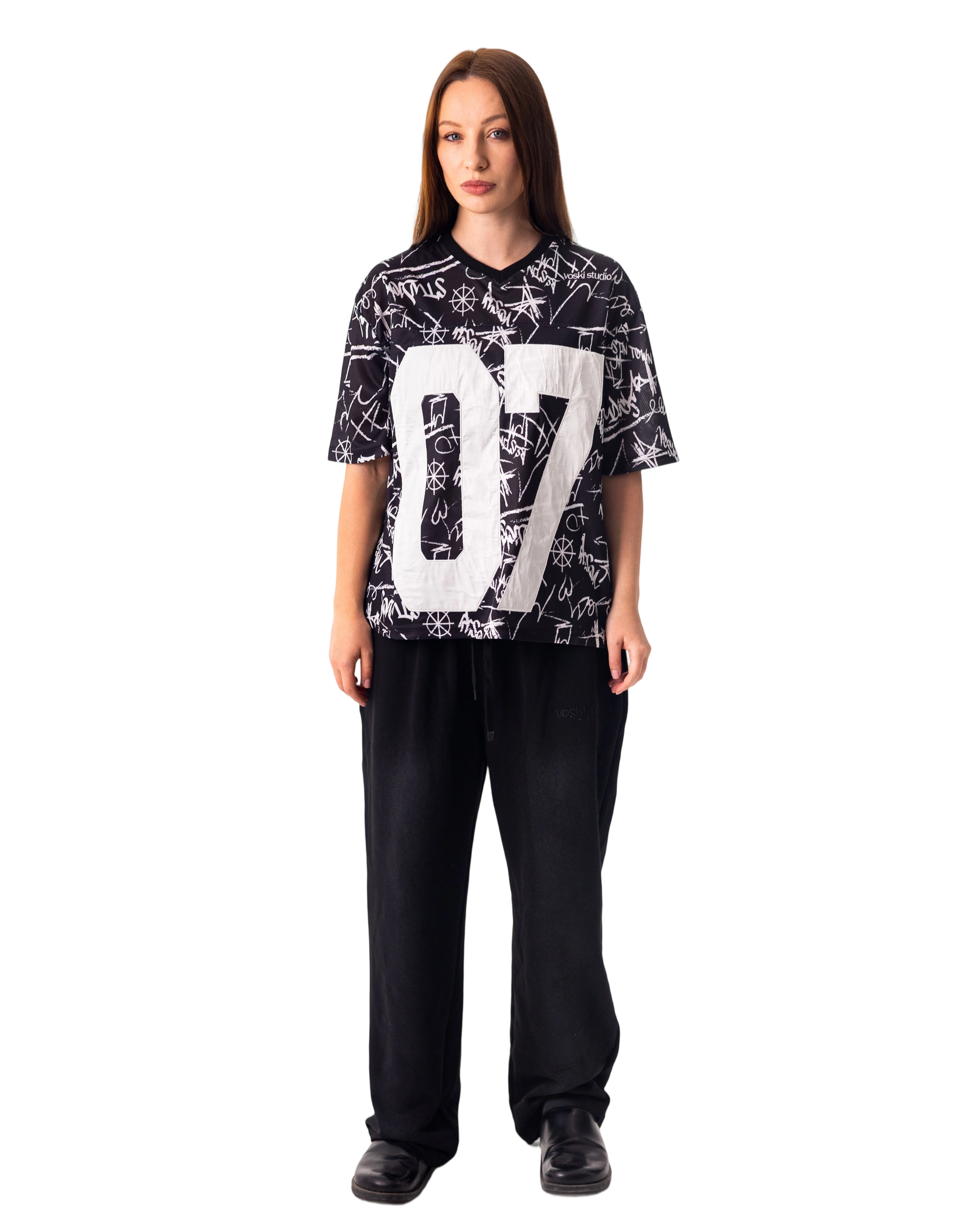 BLACK GRAFITTI JERSEY BOXY TEE