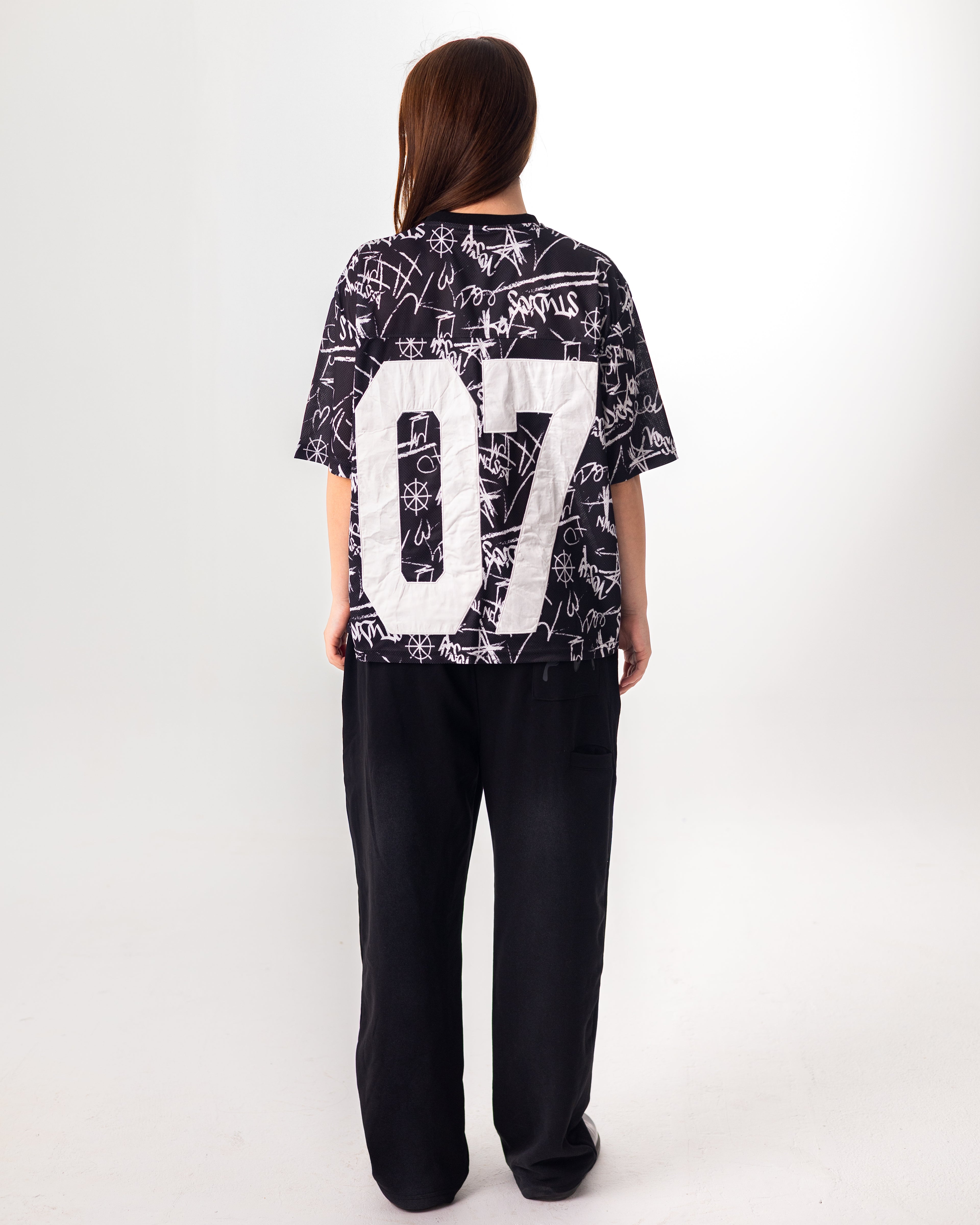 BLACK GRAFITTI JERSEY BOXY TEE