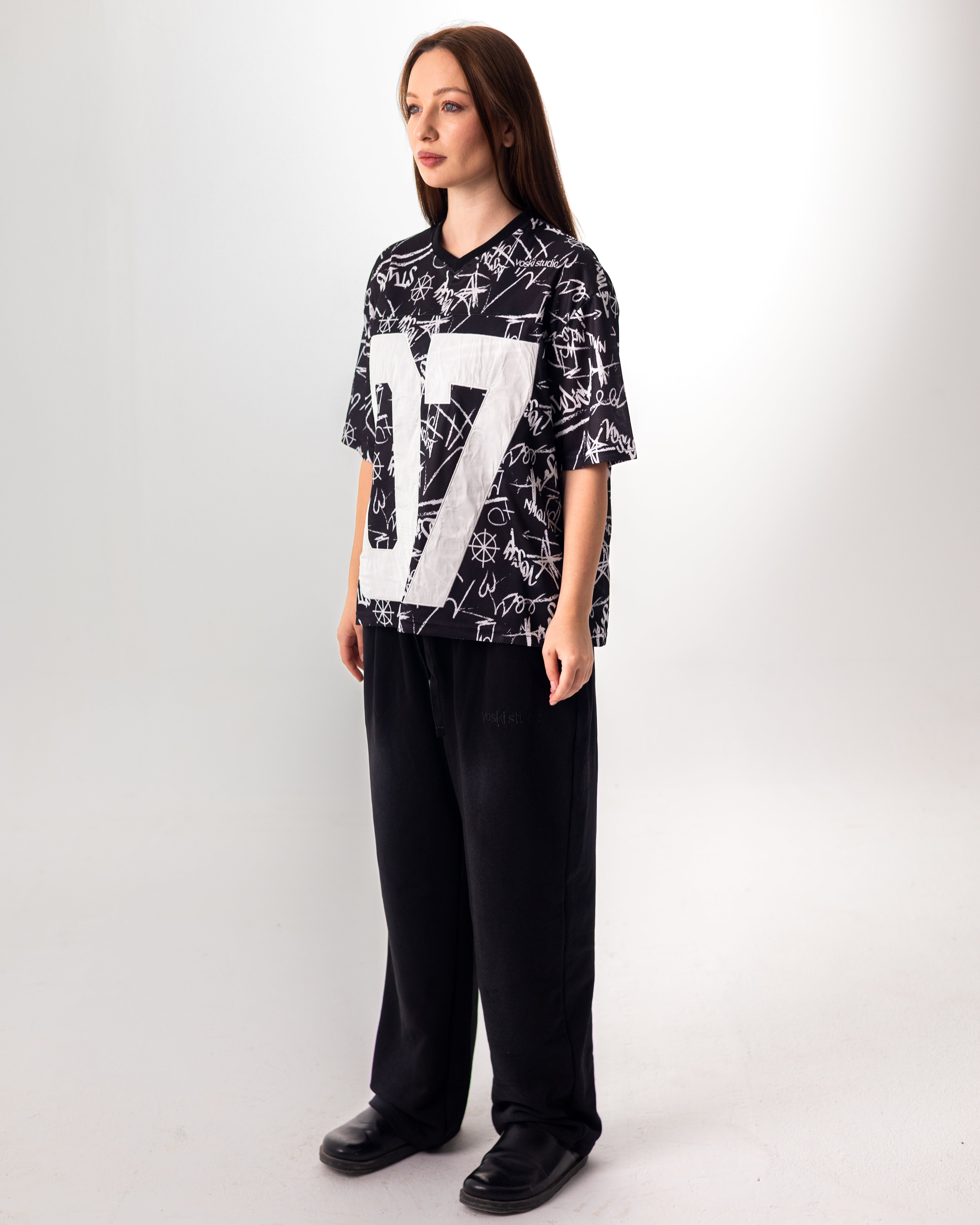 BLACK GRAFITTI JERSEY BOXY TEE
