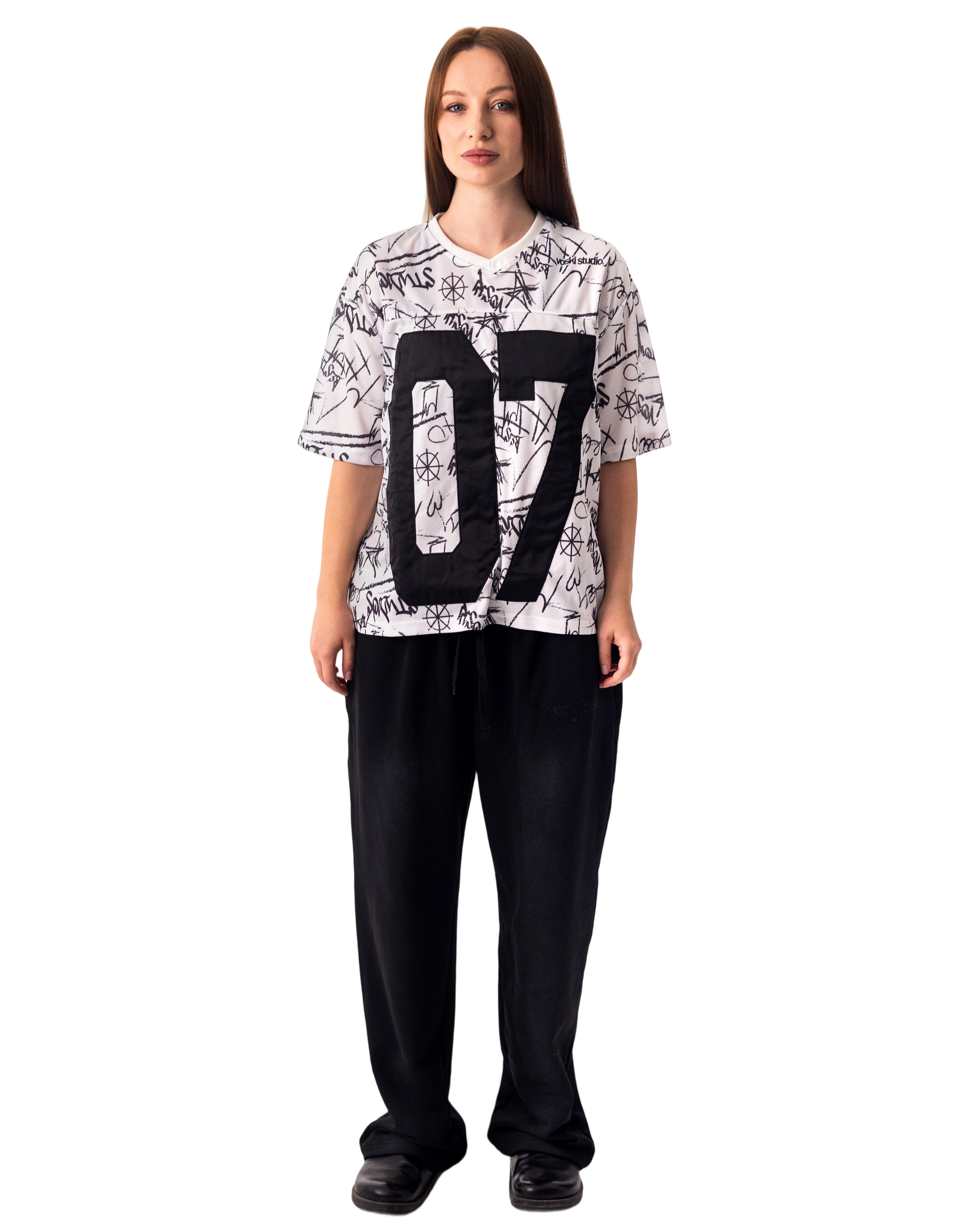 WHITE GRAFFITI JERSEY BOXY TEE