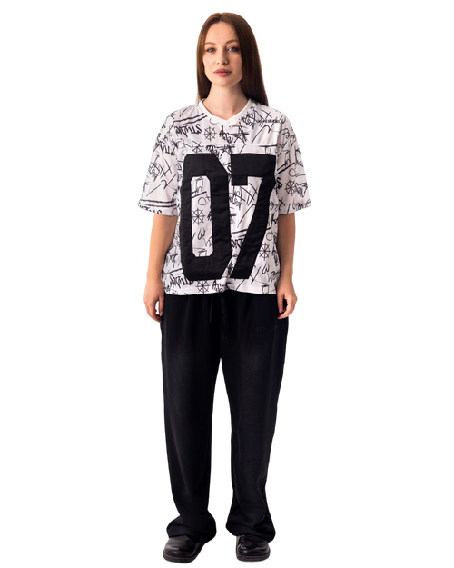 WHITE GRAFFITI JERSEY BOXY TEE