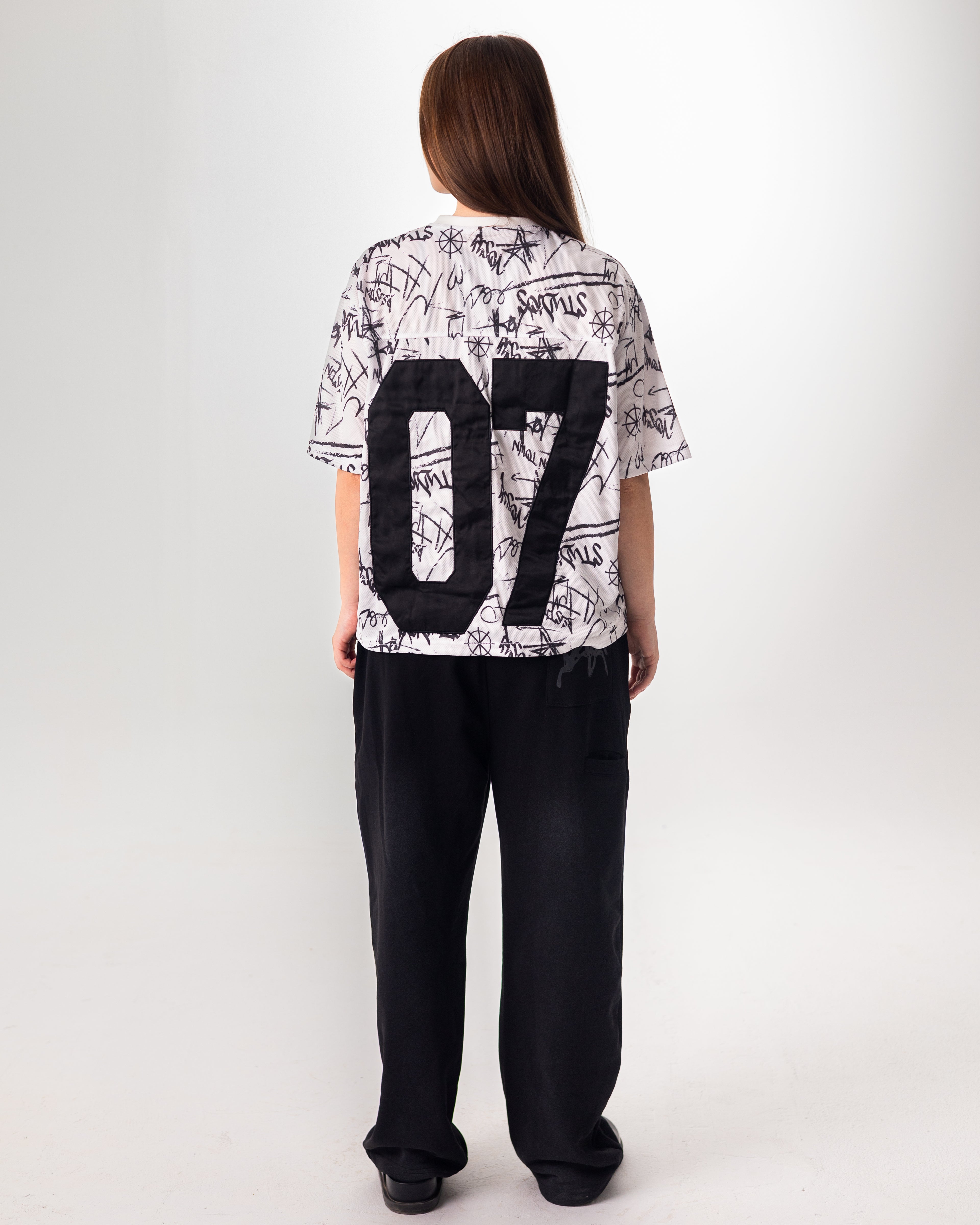 WHITE GRAFFITI JERSEY BOXY TEE