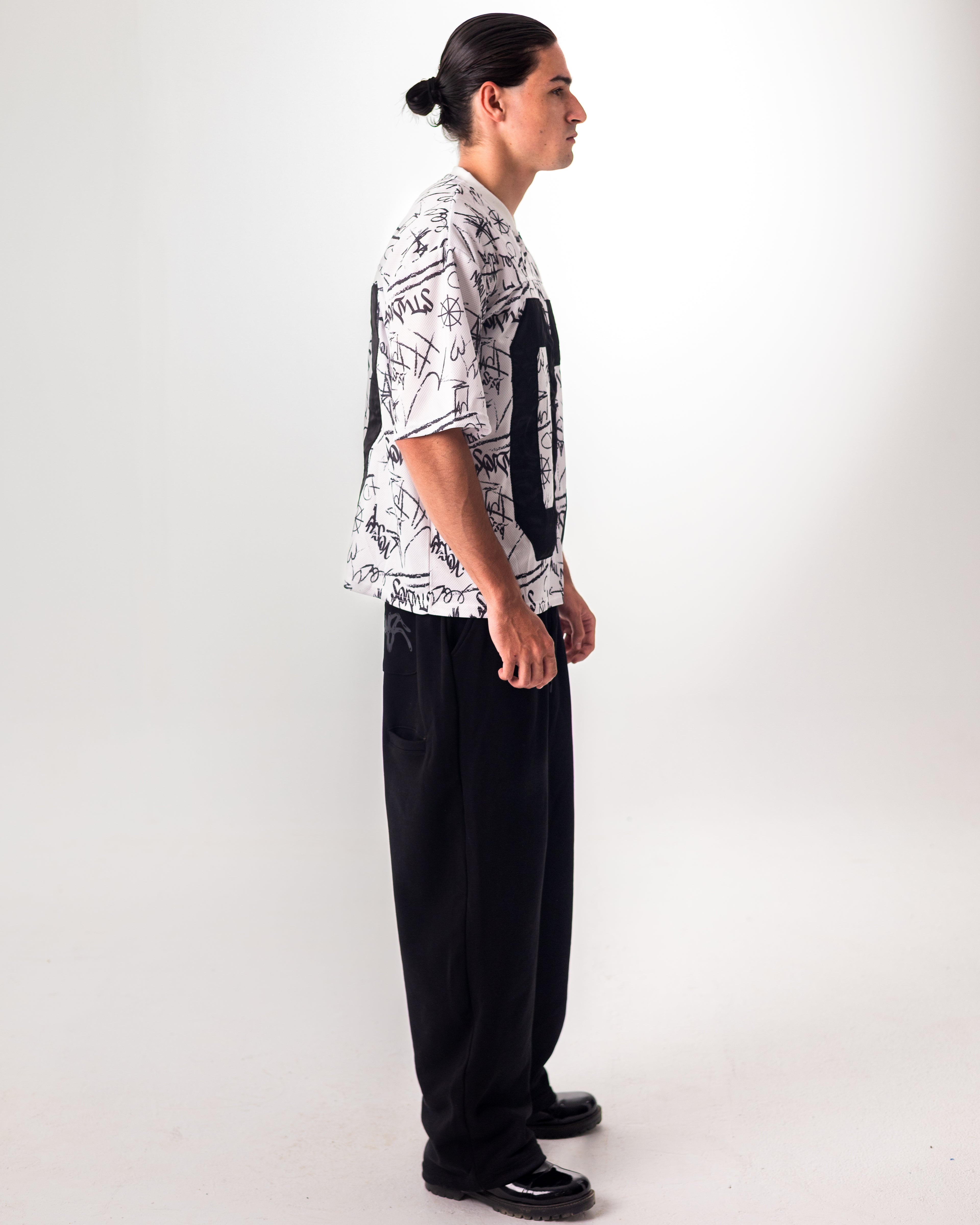 WHITE GRAFFITI JERSEY BOXY TEE