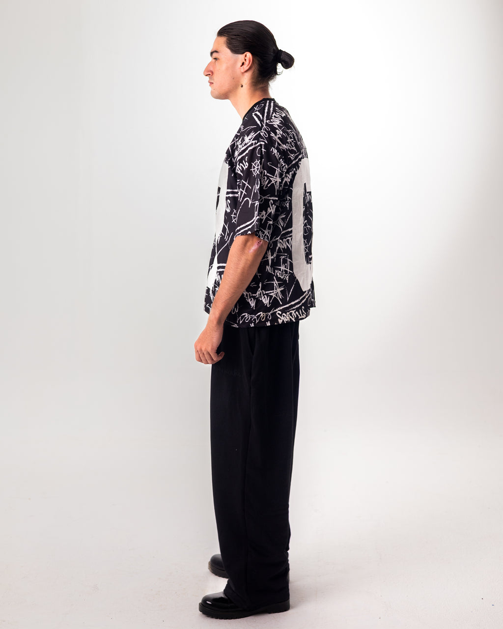 BLACK GRAFITTI JERSEY BOXY TEE