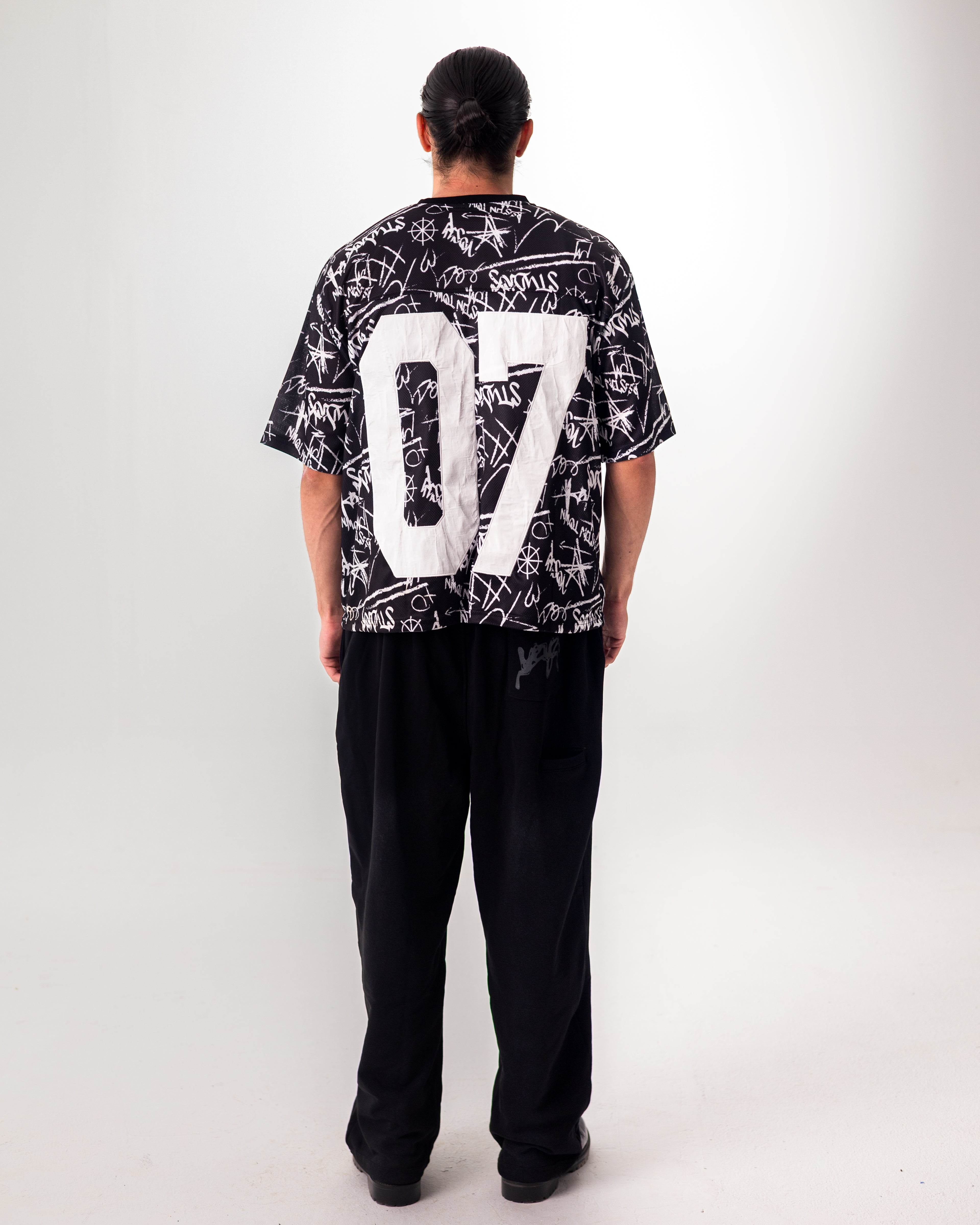 BLACK GRAFITTI JERSEY BOXY TEE