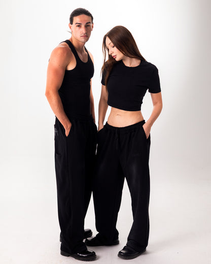 SWEATPANTS "PROPAGANDA" - BLACK VINTAGE WASHED