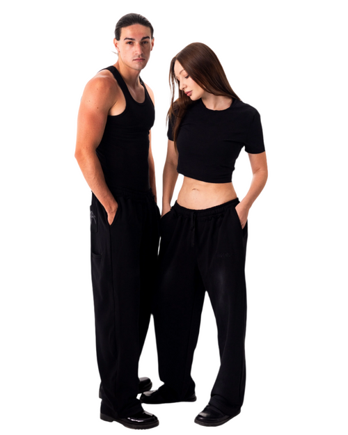 SWEATPANTS "PROPAGANDA" - BLACK VINTAGE WASHED