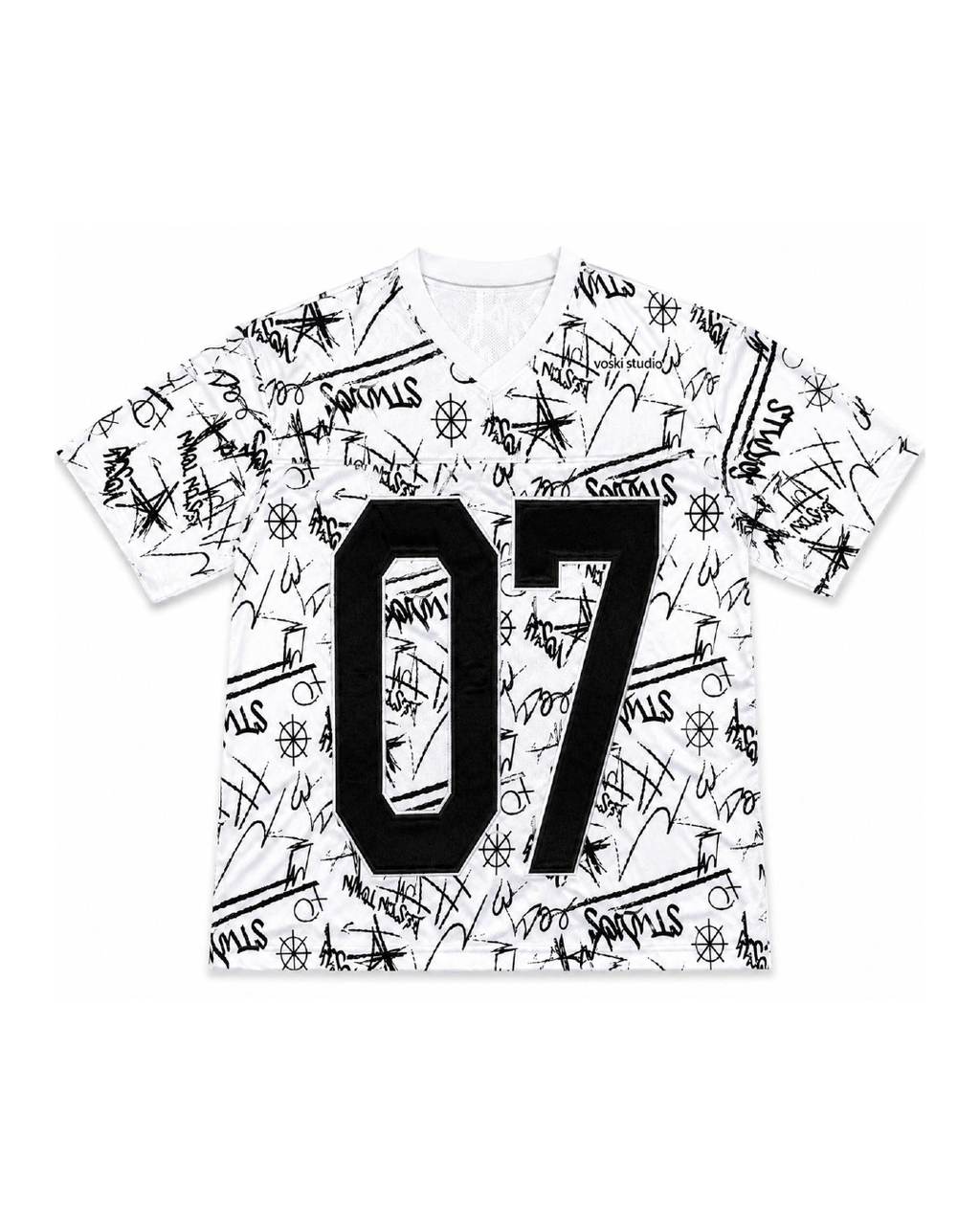 WHITE GRAFFITI JERSEY BOXY TEE