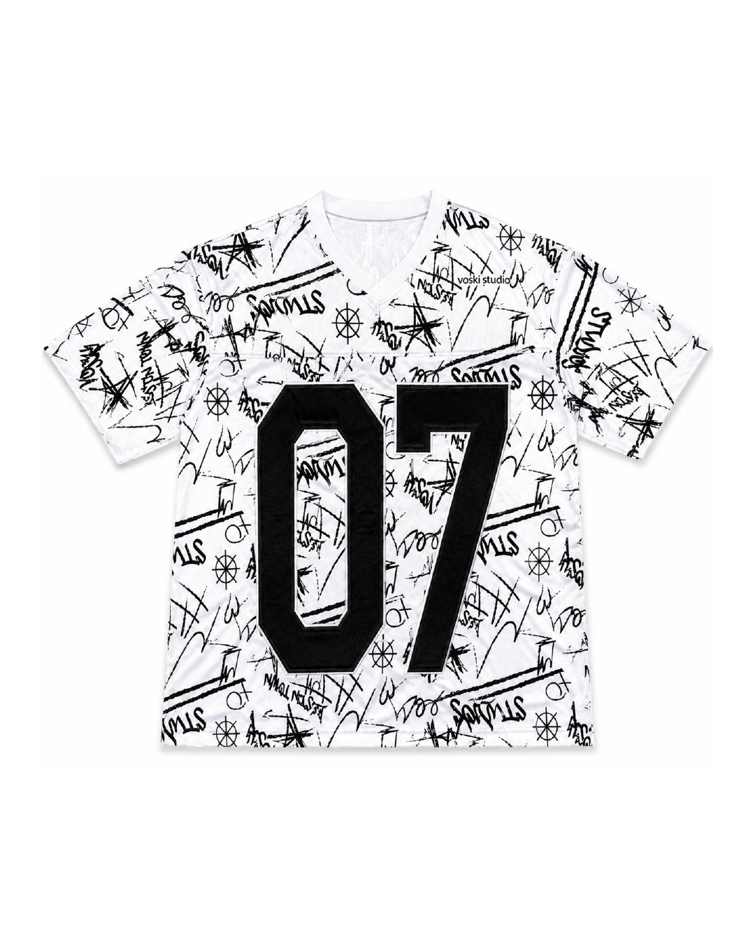 WHITE GRAFFITI JERSEY BOXY TEE