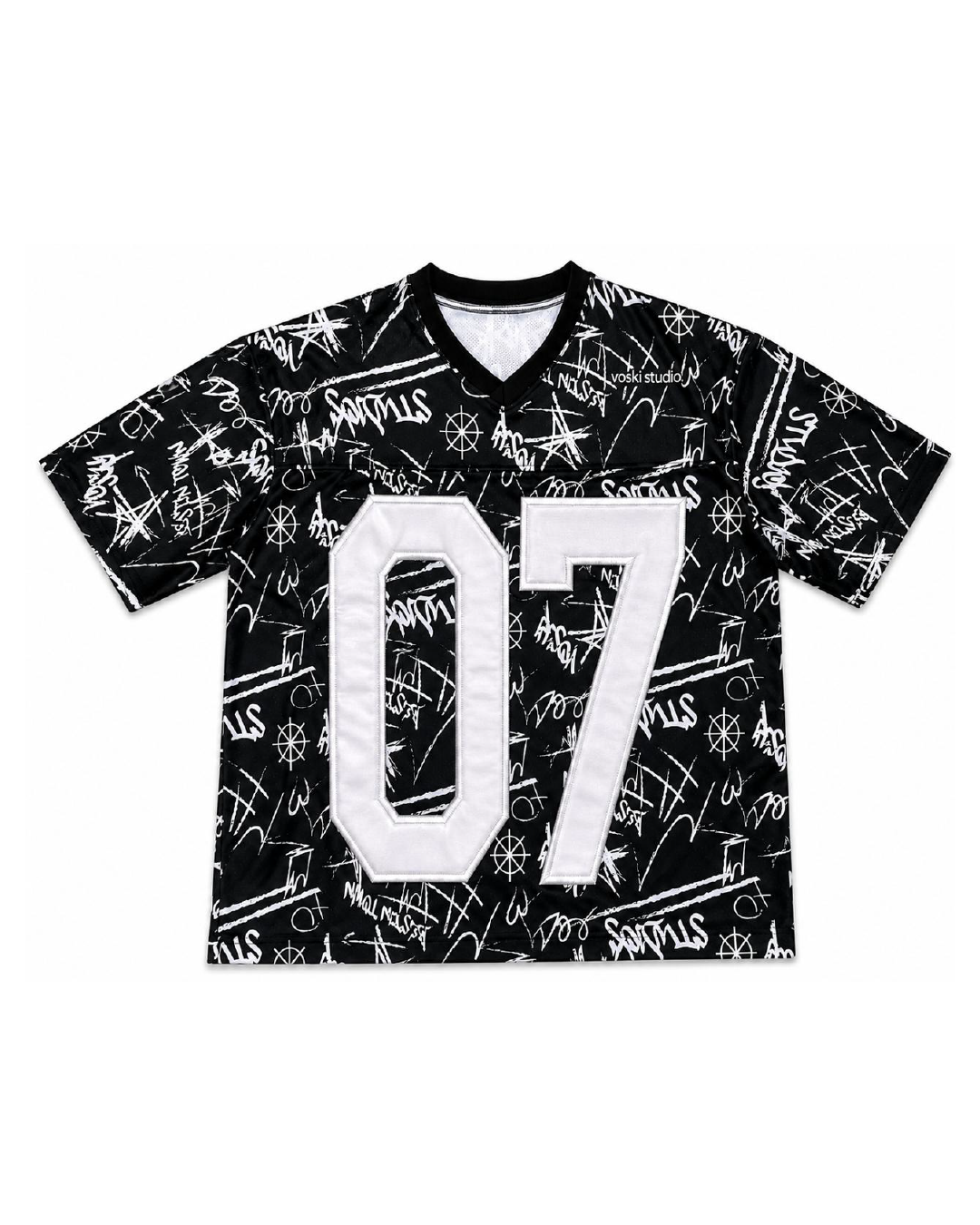 BLACK GRAFITTI JERSEY BOXY TEE