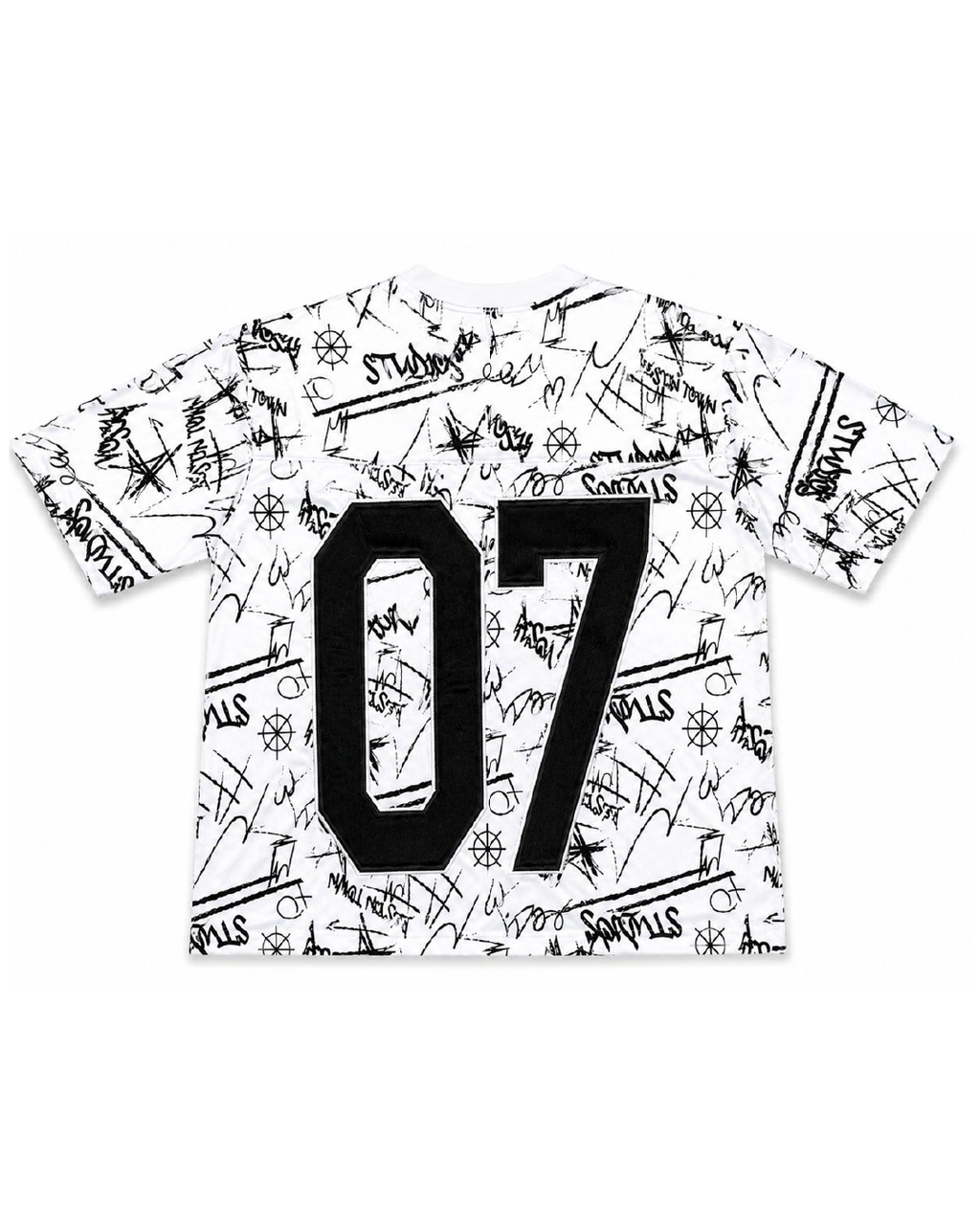 WHITE GRAFFITI JERSEY BOXY TEE