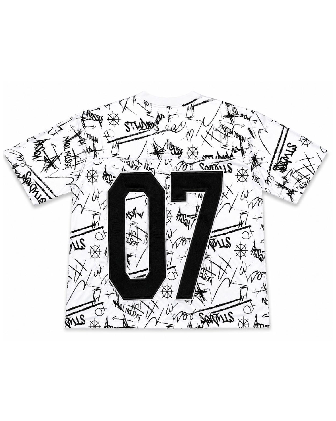 WHITE GRAFFITI JERSEY BOXY TEE