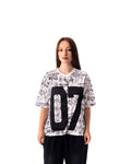 WHITE GRAFFITI JERSEY BOXY TEE