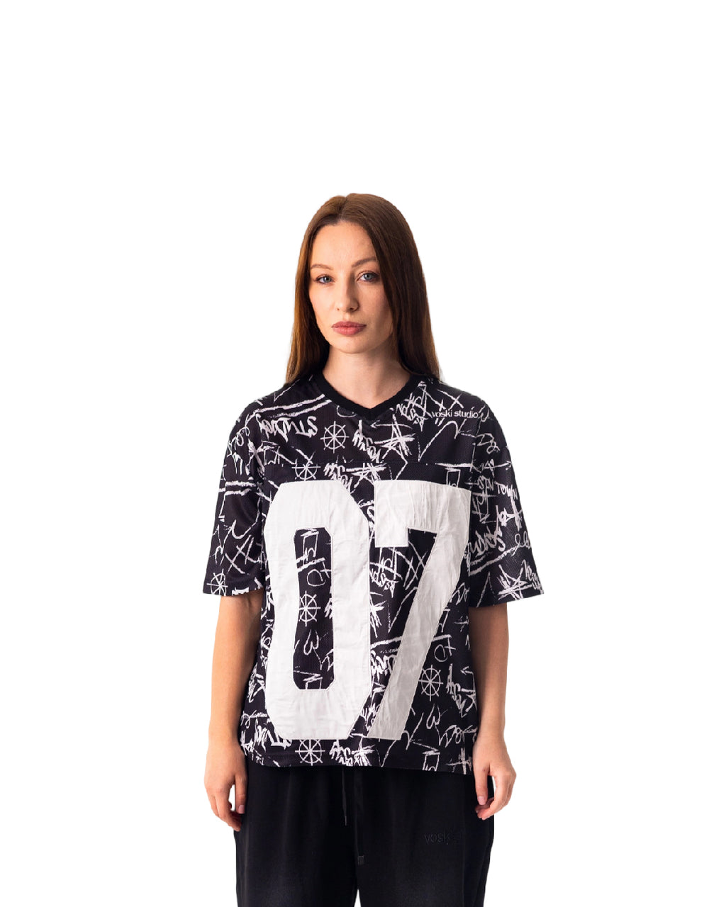 BLACK GRAFITTI JERSEY BOXY TEE