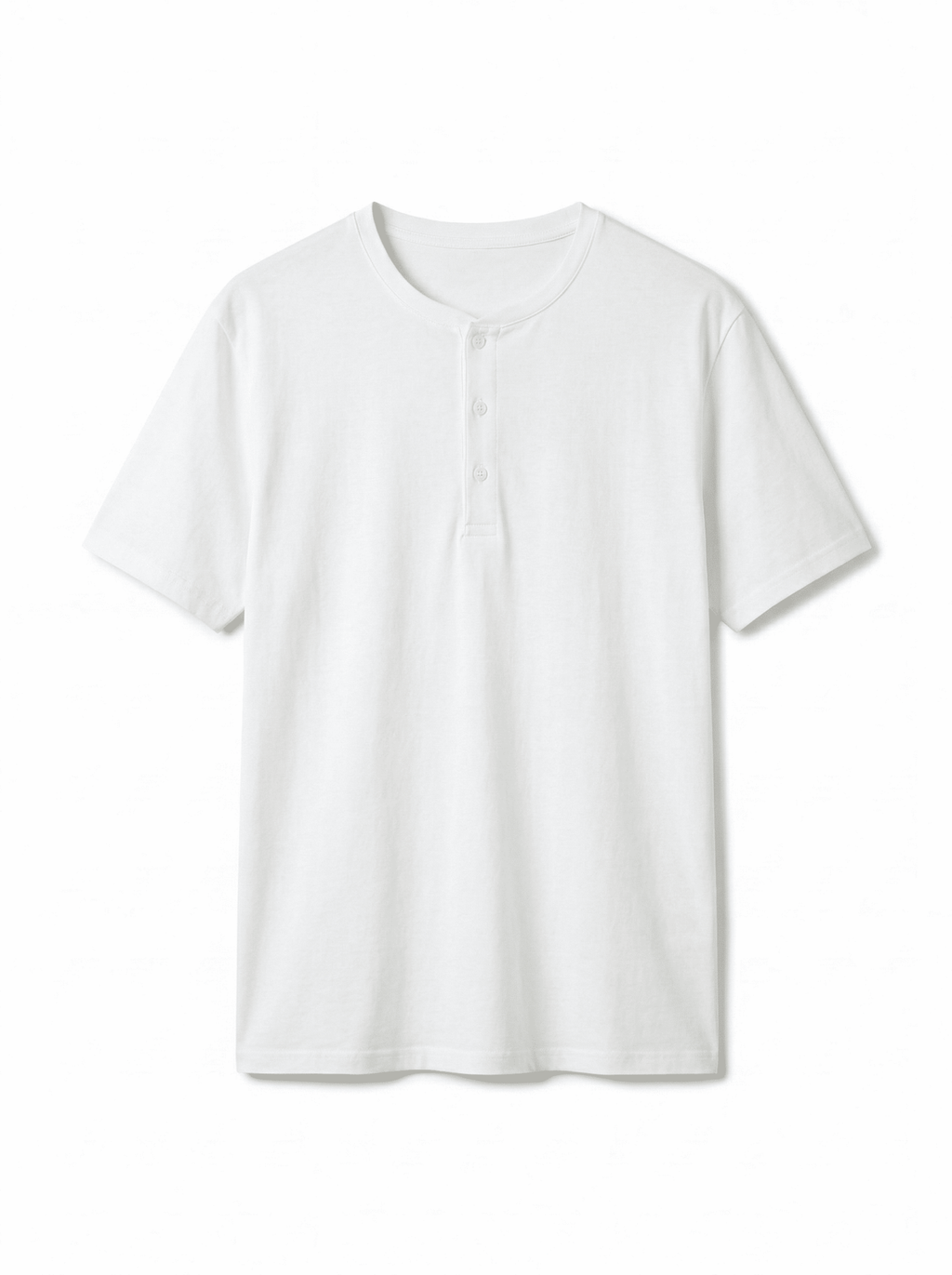 Ribbed Henley T-Shirt White