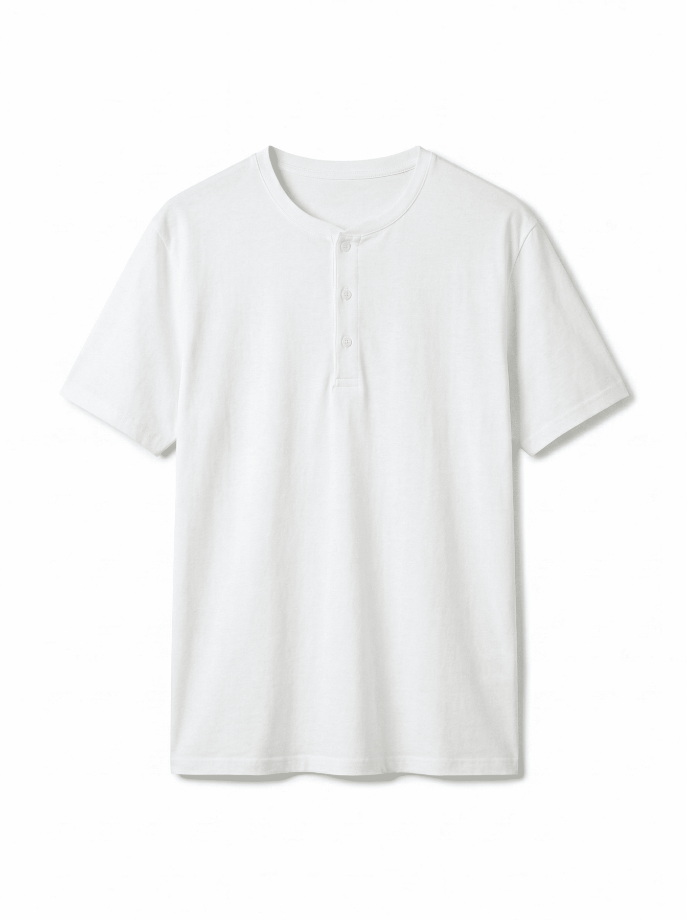 Ribbed Henley T-Shirt White